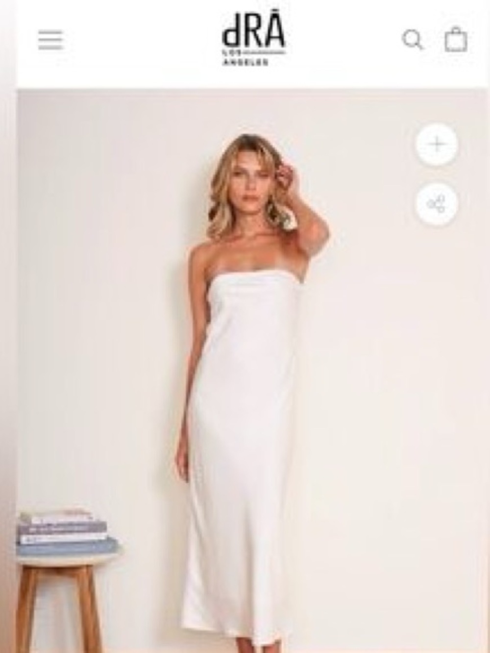 Anthropologie dRA Adeline White Satin Strapless Maxi Dress – L